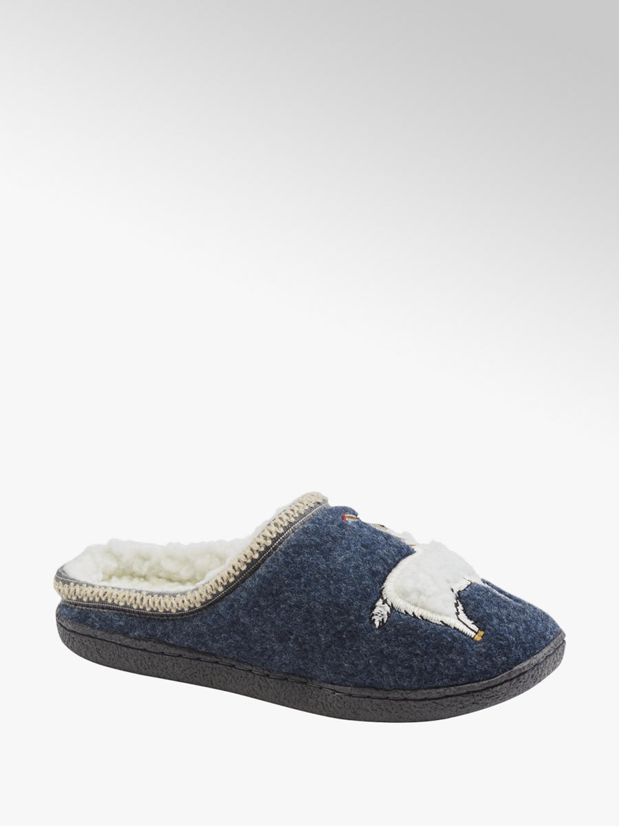 Damen Pantoffeln, gefüttert von Casa mia in blau Elefanten Filz Hausschuhe nur 9,95 € statt 16,90 € Deichmann